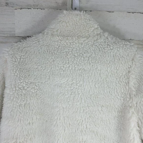 TOMMY HILFIGER White Warm Fuzzy Full Zip Sherpa Jacket WOMEN'S SIZE MEDIUM - Picture 8 of 16